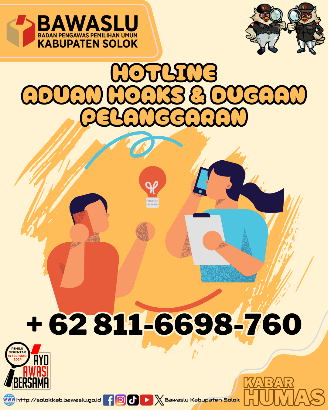 Hotline Bawaslu Kabupaten Solok